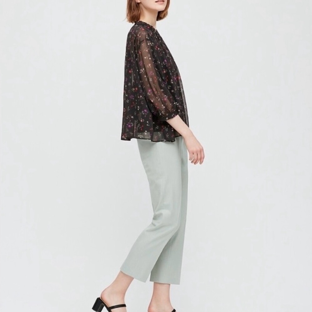 Uniqlo Black Floral Blouse